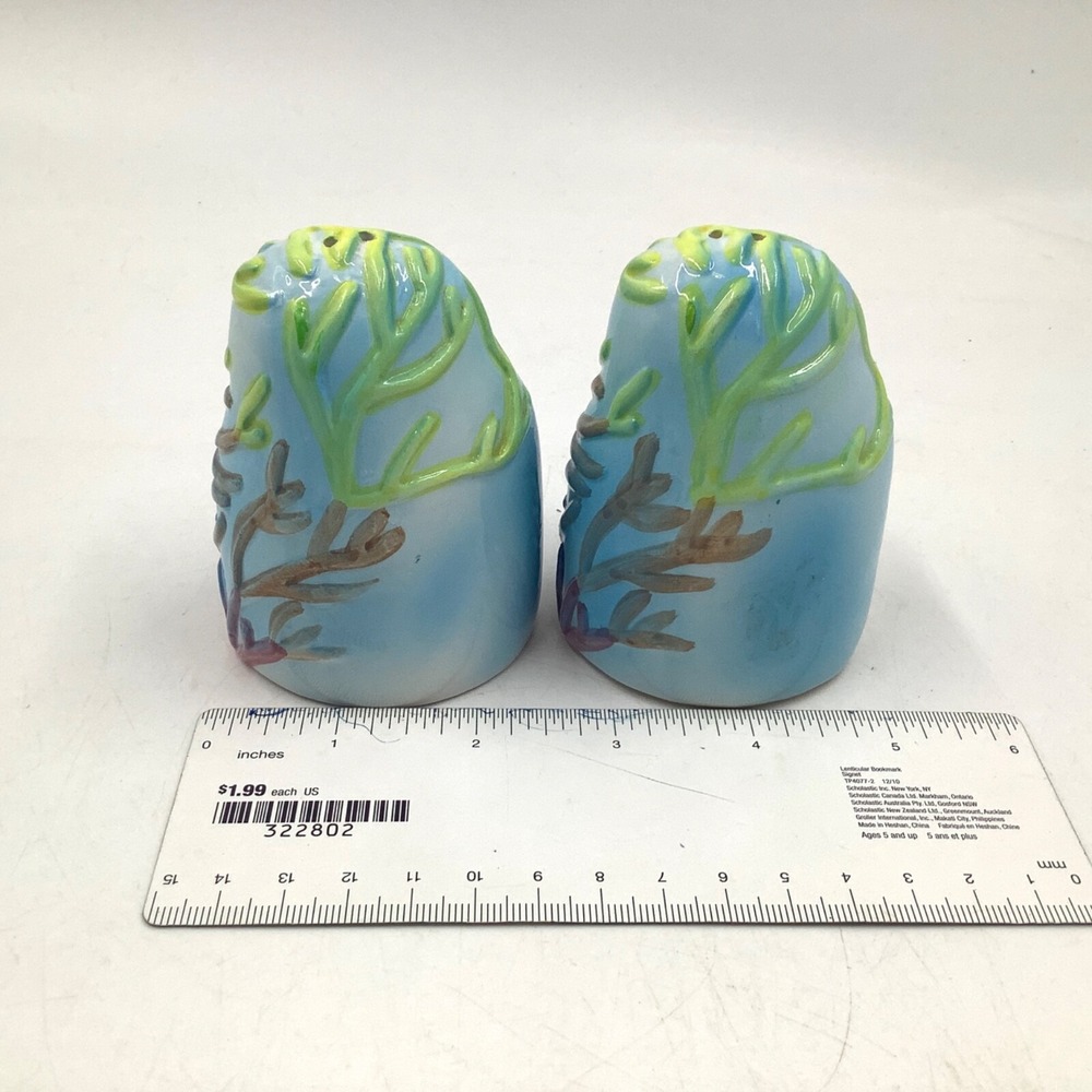 Lot of 2 Sealife Underwater Salt & Pepper Shakers Porcelain Gift Vintage